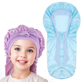 Gorro Lnngub azul de satén para dormir; protege el cabello durante la noche.