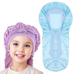 Gorro Lnngub azul de satén para dormir; protege el cabello durante la noche.