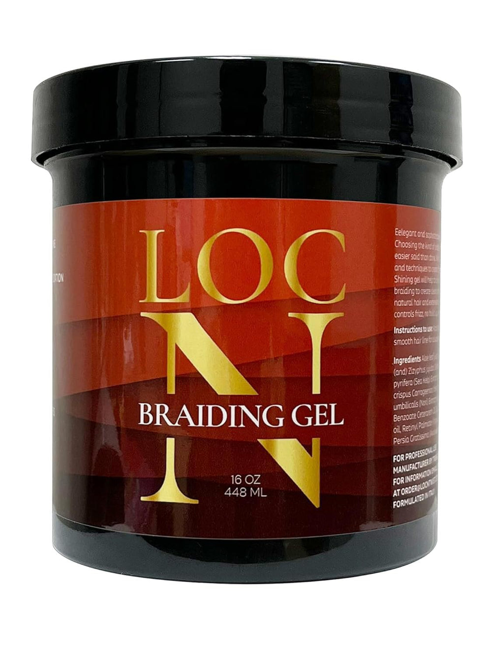 LOCN gel profesional para trenzas: fijación extra y control del encrespamiento para peinados duraderos.