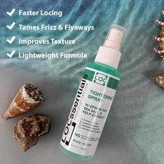 Locssentials aplicación en locs mostrando reducción de frizz y control.