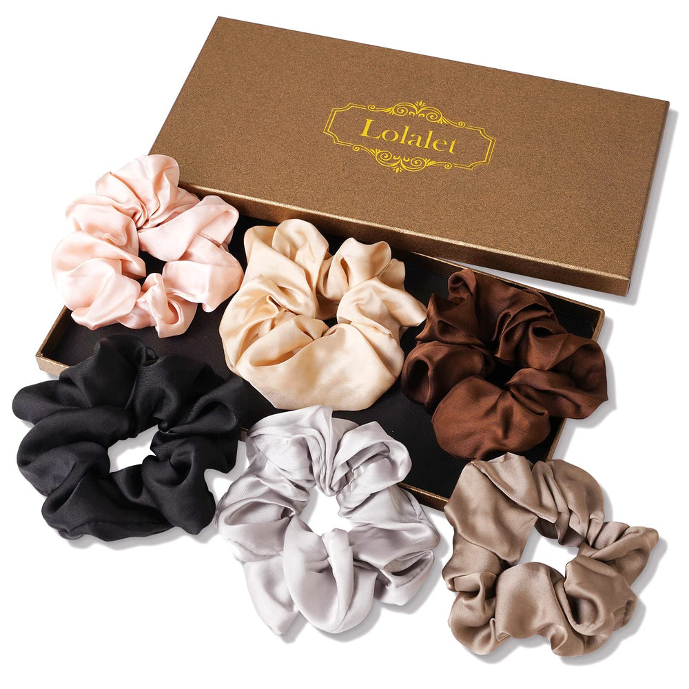 Lolalet coletas satinadas seis-pack, sujetan suavemente el cabello para uso diario.