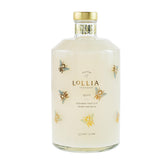 Botella de vidrio LOLLIA Wish con diseño lujoso y abejas doradas.