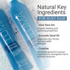 Loma Champú Hidratante: aplicación en cabello mojado para hidratación equilibrada.