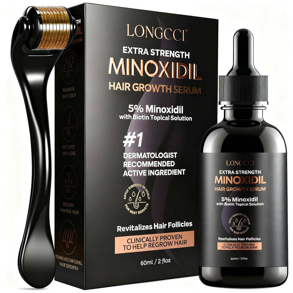 LongCCI serum crecimiento pelo 5% para mujeres, aplicación precisa en el cuero cabelludo.