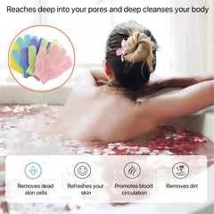 Longco guantes exfoliantes para ducha: ajuste automático para manos de todos los tamaños
