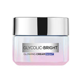 L'Oreal Paris crema nocturna con ácido glicólico, envase cómodo para uso diario.