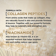 Peptidos de colágeno en la fórmula Age Perfect para firmeza de la piel.