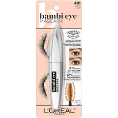 L'Oreal Paris Bambi Eye Mascara, cepillo ancho define pestañas de interior a exterior.