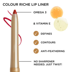 L'Oréal Paris Colour Riche Lip Liner omega-3 vitamina E cuida labios.