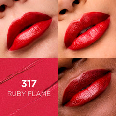 L'Oreal Paris Colour Riche Ruby Flame: textura cremosa que desliza para un acabado suave.