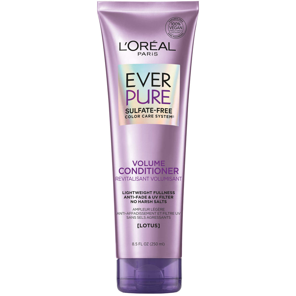 L’Oréal Paris EverPure Condicionador Volumen: botella visible, aporta cuerpo al cabello fino.