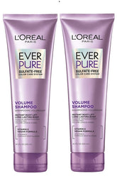 L'Oreal Paris EverPure Volume shampoo bottle with lotus flower for color-treated hair.