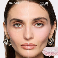 L’Oréal Paris Infallible Blur-fection, aplicación con puff, fija maquillaje y controla brillos.