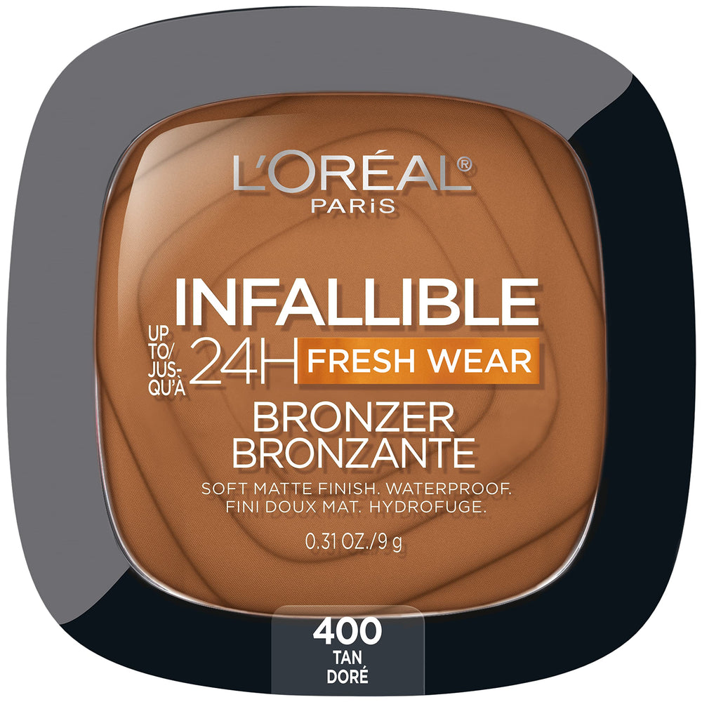 L'Oréal Paris Infallible Bronceador, textura mate suave, bronceado duradero y natural.