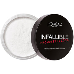 L'Oreal Paris Infallible Pro-Sweep y Lock, acabado mate con soft focus para piel lisa.