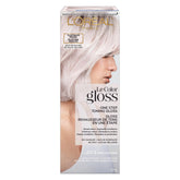 L'Oreal Paris Le Color Gloss botella tono platino, neutraliza amarilleo y realza el brillo.