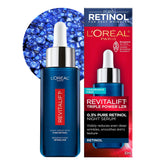 Flacon-serum Nuit de L’Oréal Paris Revitalift Triple Power LZR pour l’hydratation nocturne.