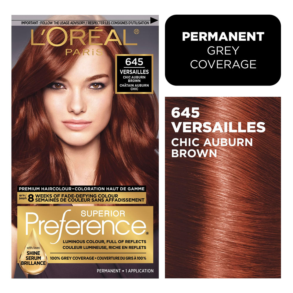 L’Oréal Paris Superior Preference 6AB Auburn Chic, color duradero con brillo radiante y cobertura de canas.