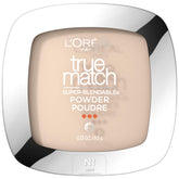 L'Oréal Paris True Match Polvo base sin aceite, empaque con espejo para retoques diarios.