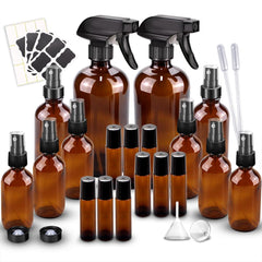 Botella Loretoy ámbar 16oz con atomizador para aceites esenciales.