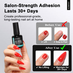 LOUINSTIC primer en acción, aplicación rápida para una preparación de uñas.