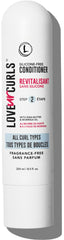 Love Ur Curls fragrance-free conditioner bottle top view, gentle detangler for sensitive scalp.