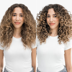 Love Ur Curls Volumizing Foam applying to hair demonstrates light lift at roots