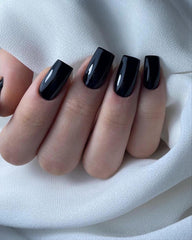 LoveOurHome uñas negras cuadradas con pegamento para fijación rápida