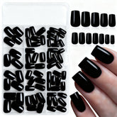 LoveOurHome uñas negras cuadradas con diez tallas para manicura en casa