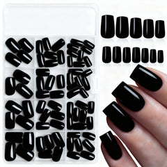 LoveOurHome uñas negras cuadradas con diez tallas para manicura en casa