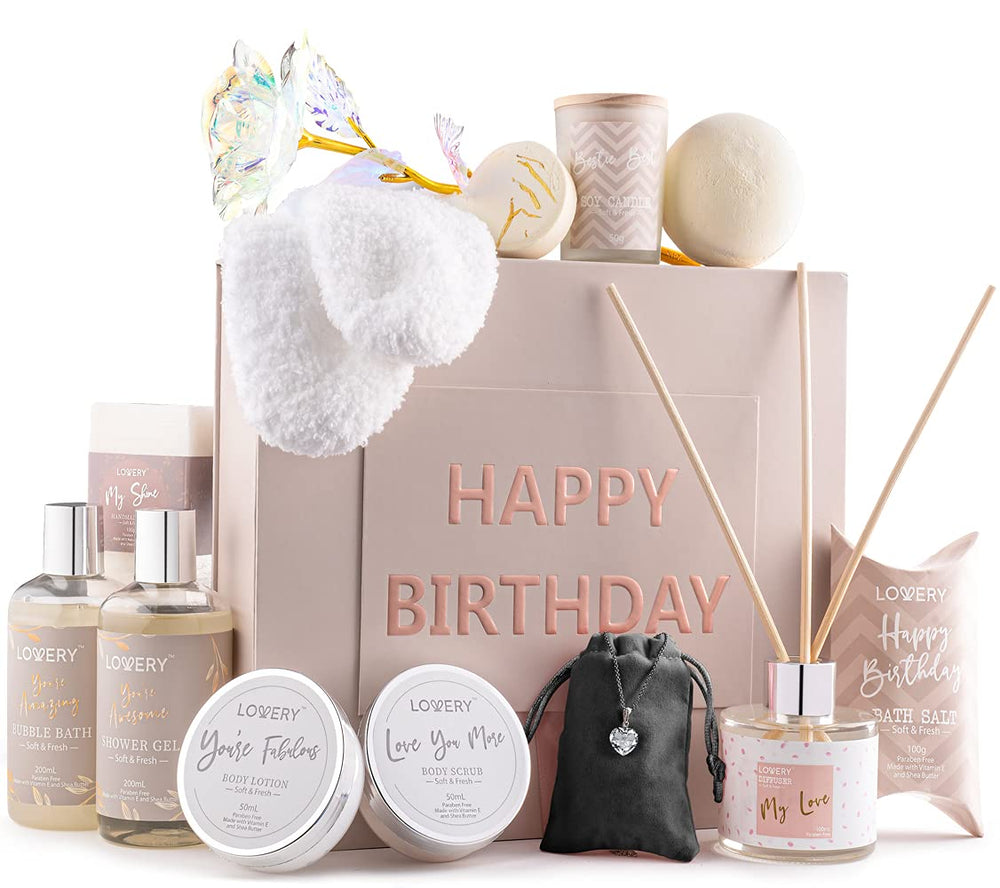 LOVERY caja regalo spa para cumpleaños de mujeres, enfoque en relajación en casa.