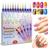 LRMEUMA set de bolígrafos para uñas, 12 colores, líneas finas fáciles de dibujar.