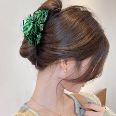 LSVOZ pinza cabello hoja verde diseño francés para peinados elegantes y rápidos.