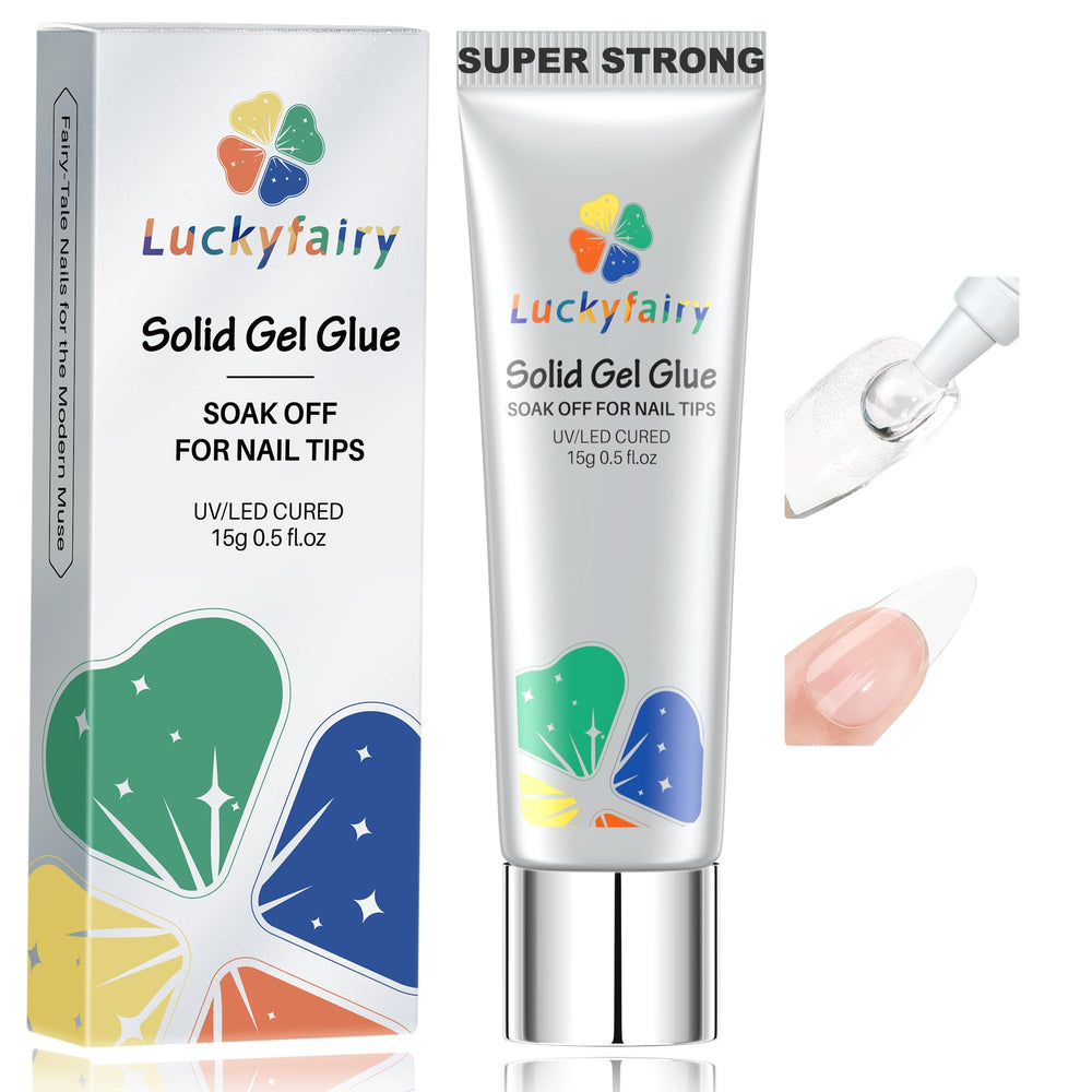 Luckyfairy bote de gel pegamento con curado UV para uñas fuertes y claras