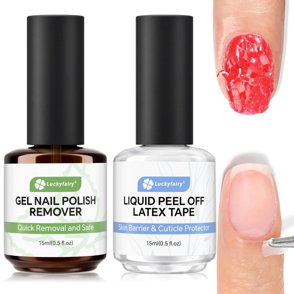Luckyfairy botella quita esmalte gel 15 ml, removido rápido sin remojo.
