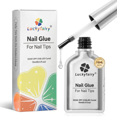 Luckyfairy gel pegamento para uñas claro, adherencia confiable para uñas artificiales