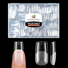 Puntas Luckyfairy uñas cuadradas medianas para extensión fácil.