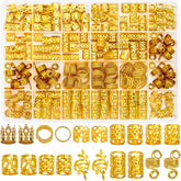 Lucomb joyas para trenzas oro 220 piezas, realzan peinados con brillo sutil