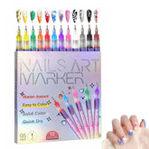 Luhaka 12 Colors Nail Art Marker Pens Set with vibrant hues for creative nail designs.