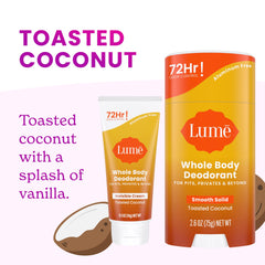 Lume crema invisible coco tostado, suave al contacto y absorbente.