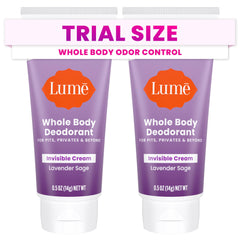 Desodorante Lume en crema invisible, mini tubo, aroma lavanda-salvia con control de olor.