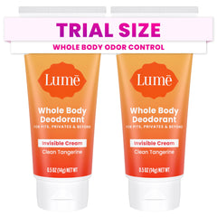 Lume desodorante corporal crema invisible en mini-tubo con fragancia de naranja para viajar.