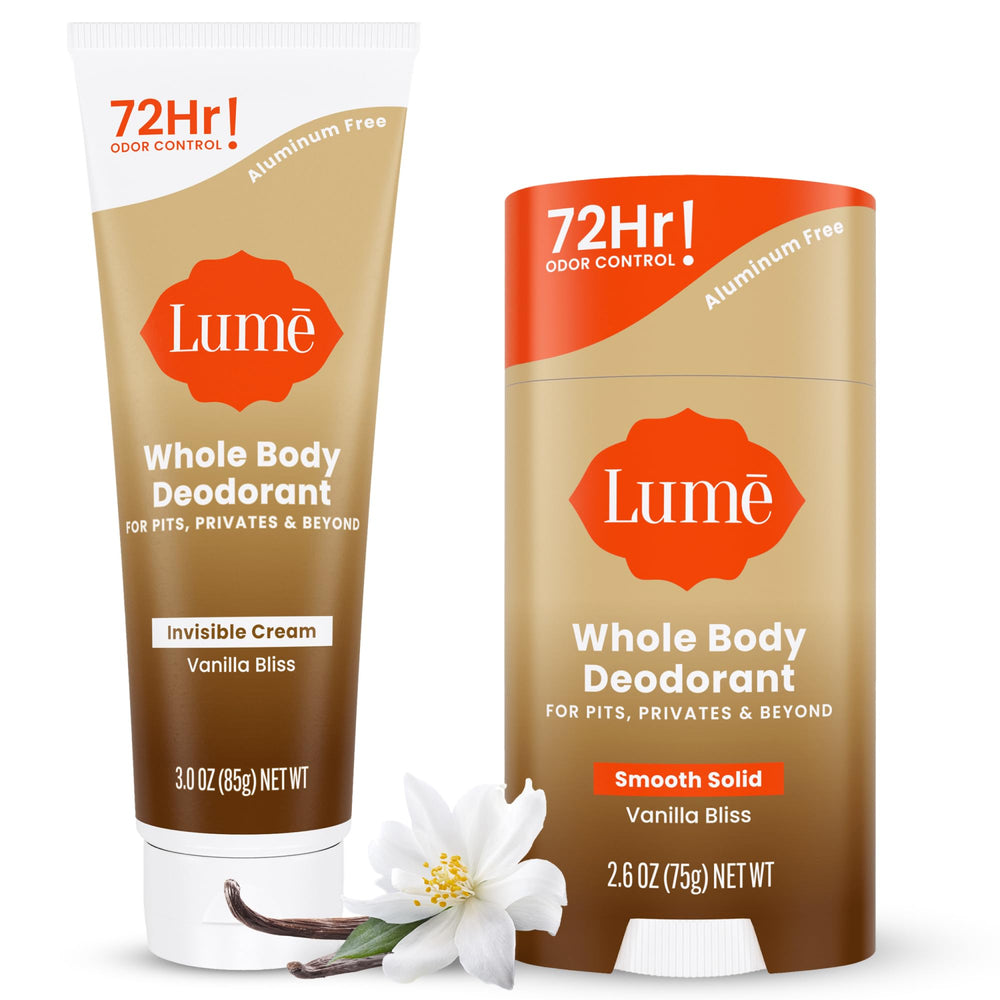 Lume desodorante en tubo crema invisible, aroma vainilla, control de olor diario.