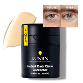 Lumin Instant Dark Circle Corrector en botella, sensación fresca para ojos cansados.
