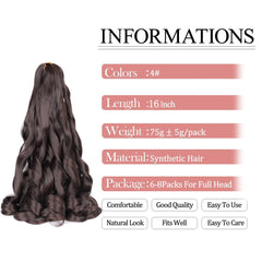 Luoyudu extensiones trenzadas suaves y onduladas de 16 pulgadas para uso diario.