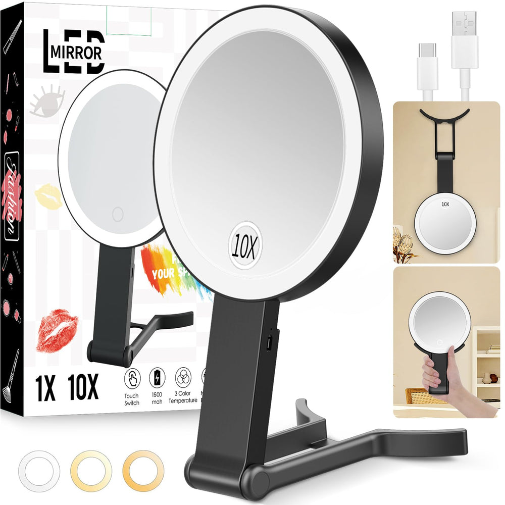 Lupow Espejo de Viaje con Lámparas: tres modos de color para maquillaje preciso
