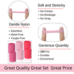 Elásticos de nailon LuSeren suaves para pelo Rosa, cómodo y seguro.