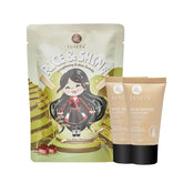 Muestra del champú Luseta agua de arroz, cabello suave y limpio.