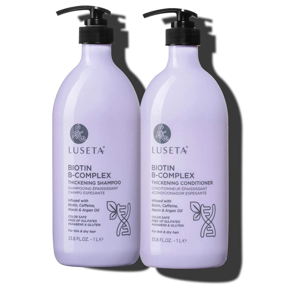 Luseta Biotin B-Complex Champú: botella visible para fortalecimiento del cabello
