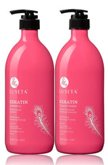 Luseta Keratin Smooth champú botella: hidratación suave para cabello dañado